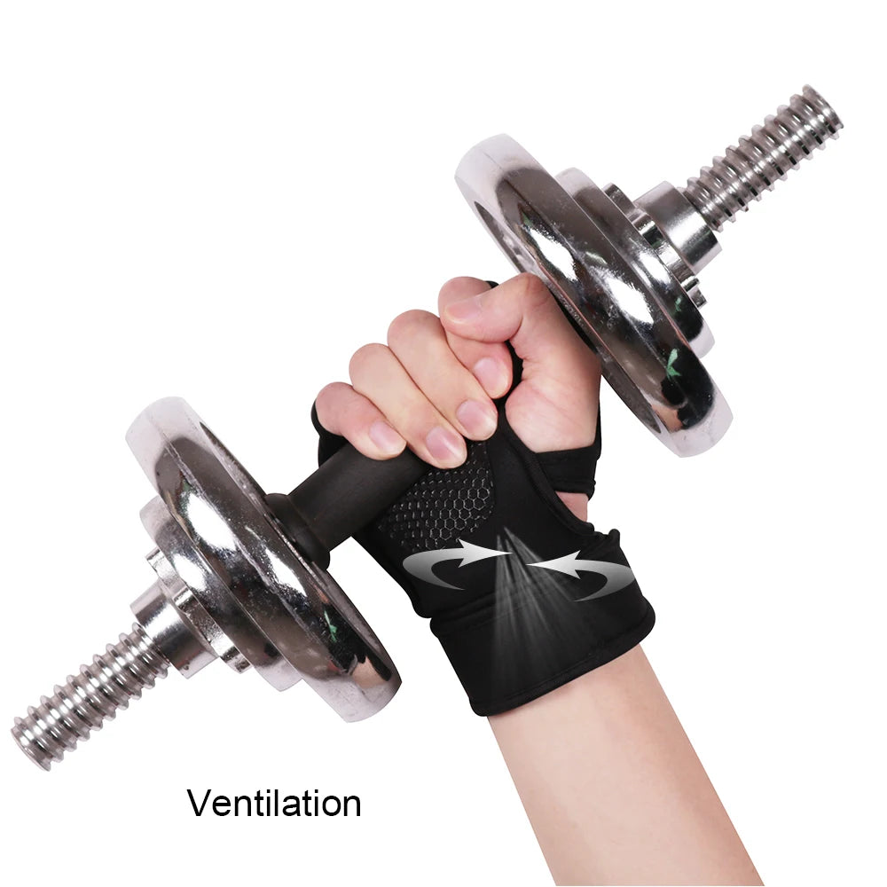 Weight Lifting Fitness Gloves With Wrist Wraps Silicone Gel Full Palm Protection Gym Workout Gloves Power Lifting Equipment