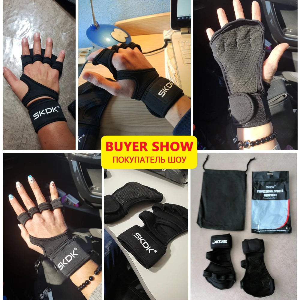 Weight Lifting Fitness Gloves With Wrist Wraps Silicone Gel Full Palm Protection Gym Workout Gloves Power Lifting Equipment