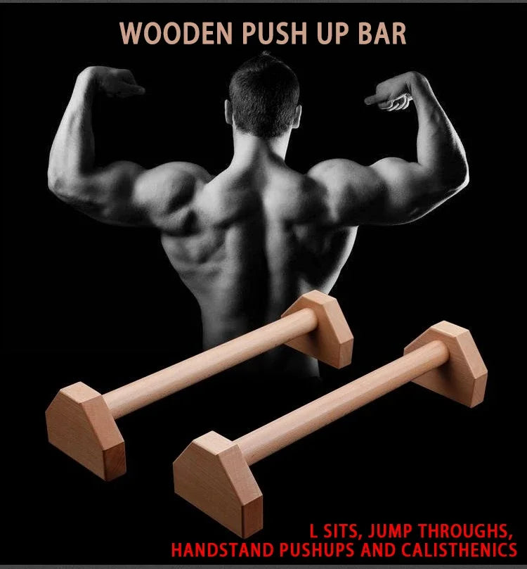 Push-up Stand Wood Pushup Bars Exercise Non-Slip Parallettes Handle Stands Calisthenics Fitness Equipment Home Strength Training