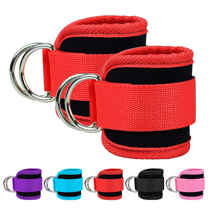 Gym Ankle Straps Double D-Ring Adjustable Neoprene Padded Cuffs Ankle Weight Leg Training Brace Support Sport Safety Abductors