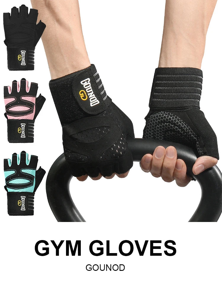 Weightlifting Gloves Wristband Support Breathable Anti-Slip Sports Gym Gloves Bodybuilding Powerlifting Fitness Training