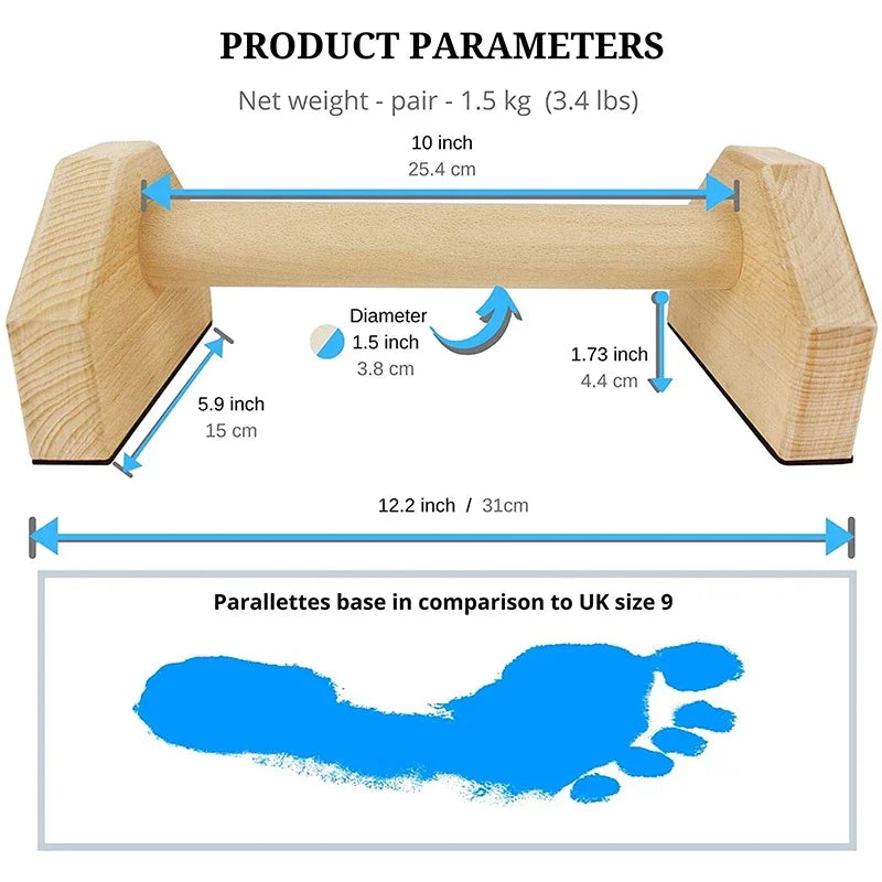 Push-up Stand Wood Pushup Bars Exercise Non-Slip Parallettes Handle Stands Calisthenics Fitness Equipment Home Strength Training