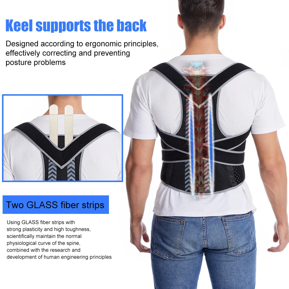 Lumbar Brace Spine Support Belt Adjustable Corset Correction Body Improve with Plate Straight Back Posture Corrector