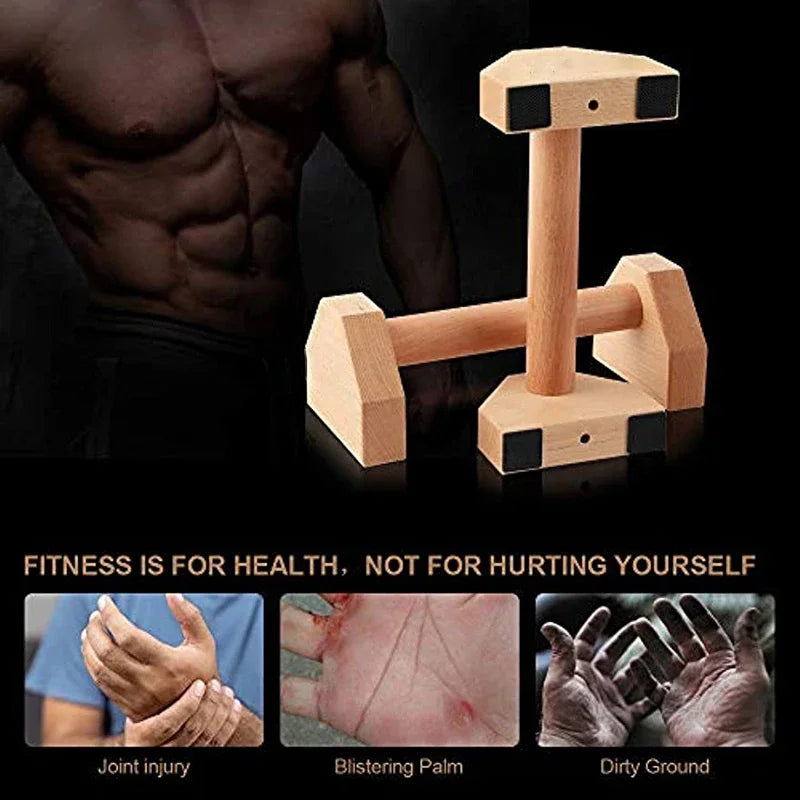 Push-up Stand Wood Pushup Bars Exercise Non-Slip Parallettes Handle Stands Calisthenics Fitness Equipment Home Strength Training