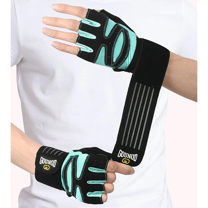 Weightlifting Gloves Wristband Support Breathable Anti-Slip Sports Gym Gloves Bodybuilding Powerlifting Fitness Training