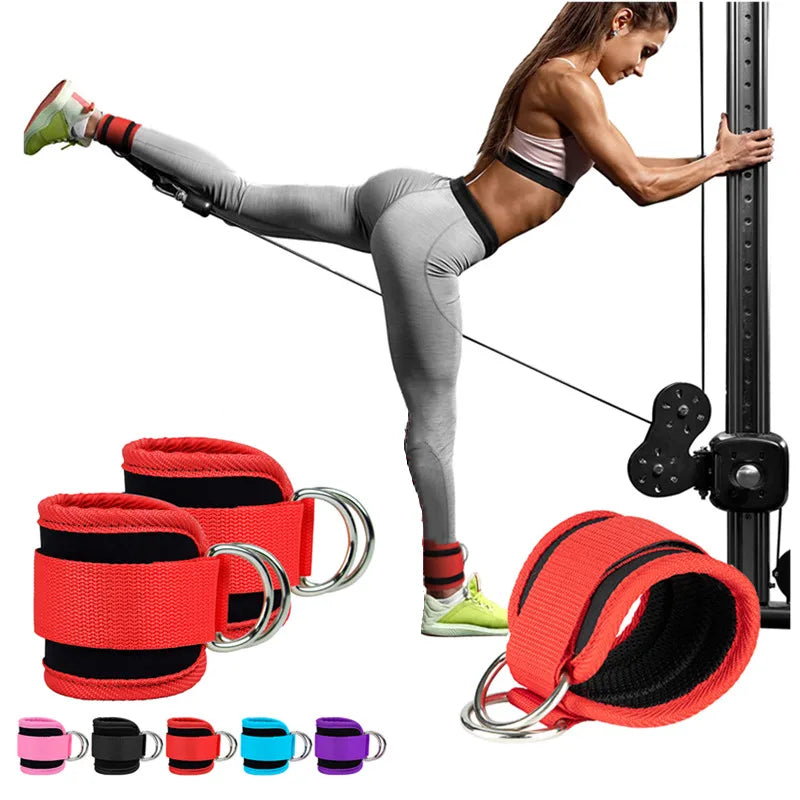 Gym Ankle Straps Double D-Ring Adjustable Neoprene Padded Cuffs Ankle Weight Leg Training Brace Support Sport Safety Abductors