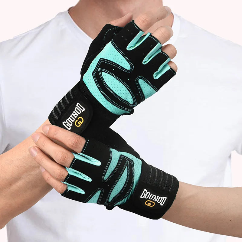 Weightlifting Gloves Wristband Support Breathable Anti-Slip Sports Gym Gloves Bodybuilding Powerlifting Fitness Training