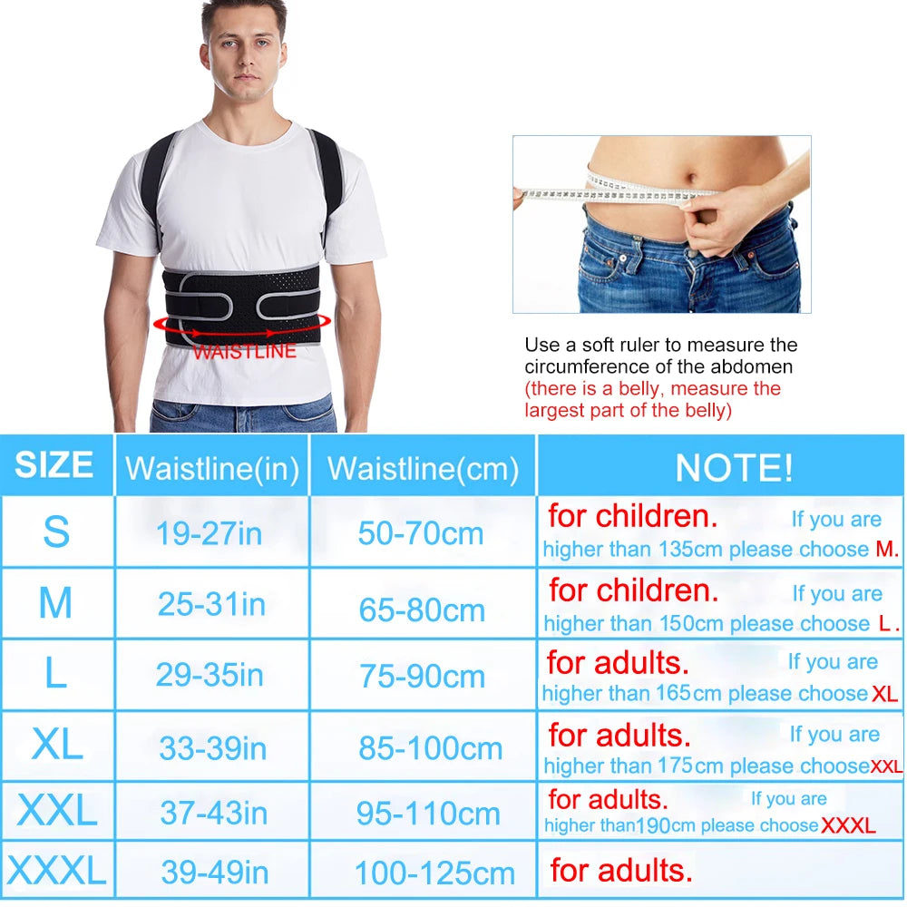 Lumbar Brace Spine Support Belt Adjustable Corset Correction Body Improve with Plate Straight Back Posture Corrector